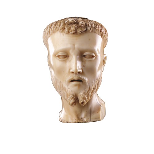 A Fine Hispano-Philippine Carved Ivory Head of ‘Saint Francis of Assisi’